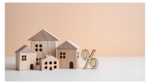 Non-QM mortgage rates in Colorado illustrated with model homes and percentage symbol
